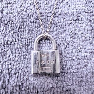 Tiffany & Co. Sterling Silver Vintage Padlock Pendant Necklace - Silver